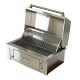 Grill węglowy do zabudowy ze stali nierdzewnej z regulacją wysokości paleniska, termometrem i pokrywą GRILLI 777863