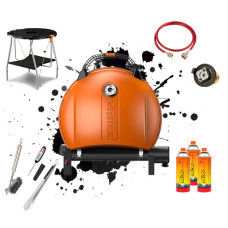 ZESTAW! Grill Gazowy Turystyczny 3.2 kW model 900 pomarańczowy O-GRILL o-grill_900_orange_set1