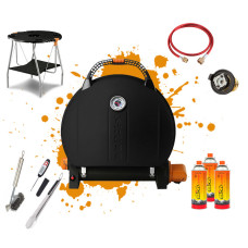 ZESTAW! Grill Gazowy Turystyczny 3.2 kW model 900 czarny O-GRILL o-grill_900_black_set1